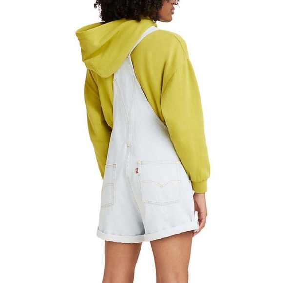 NWT Levi's * Denim Shortalls Overalls Bib Blue Striped - Picture 4 of 10